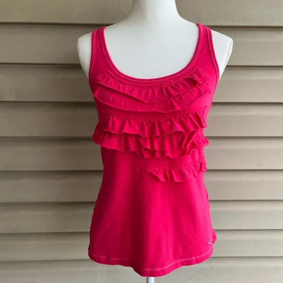 •Hollister• Ruffle Front Racerback Tank Top - Size Medium - Picture 1 of 7